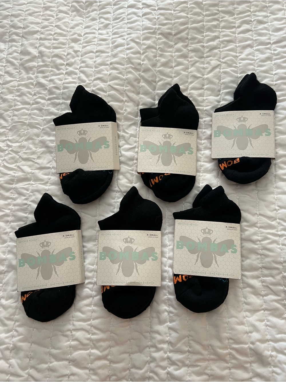 Bombas Black Low-Cut Ankle Socks - Pack of 6 NWT